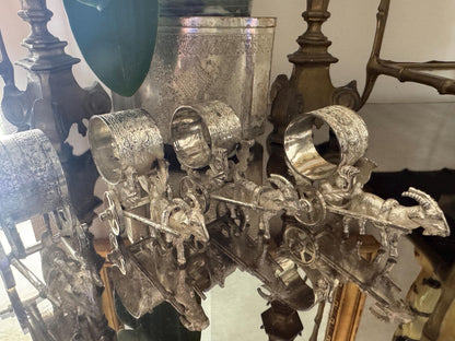 Antique Figural goats pulling carts set of 4 Victorian era silver plate