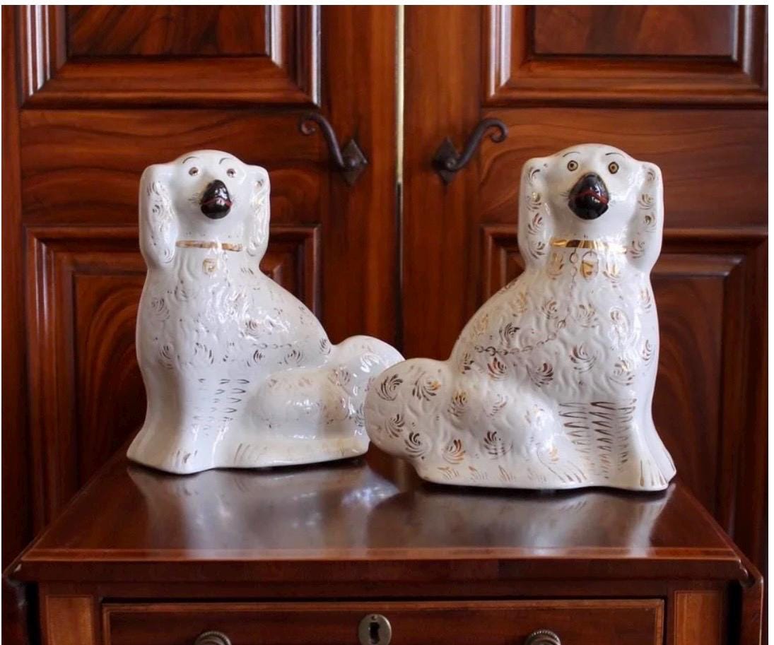 19th century staffordshire large mantle dogs spaniels