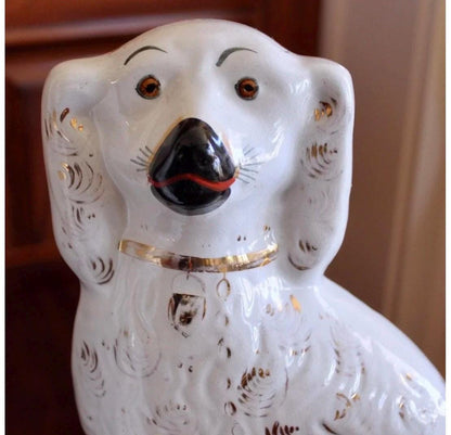 Large Staffordshire Spaniels Mantle Dogs 19th century English Staffy Dogs Luster ware style