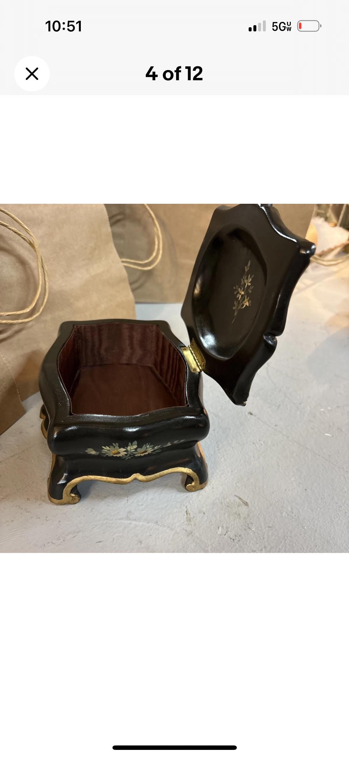 Victorian Hand Painted Wood Box Floral Design Painted antique box lined