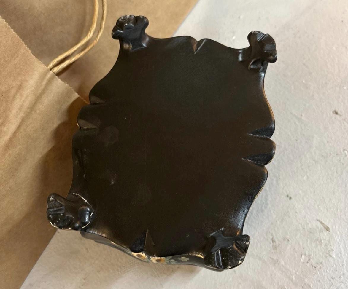 Victorian Hand Painted Wood Box Floral Design Painted antique box lined