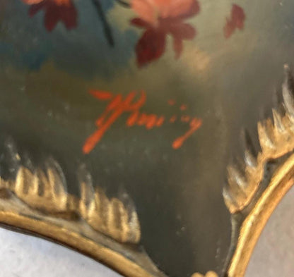 Victorian Hand Painted Wood Box Floral Design Painted antique box lined