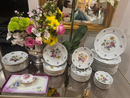 Vintage Meissen Floral Dinner Set Gold edge Germany Dinner plates Salad plates Bread butter