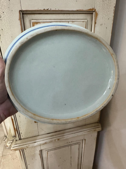 Antique Blue Willow Chestnut Bowl reticulated Blue Willow bowl