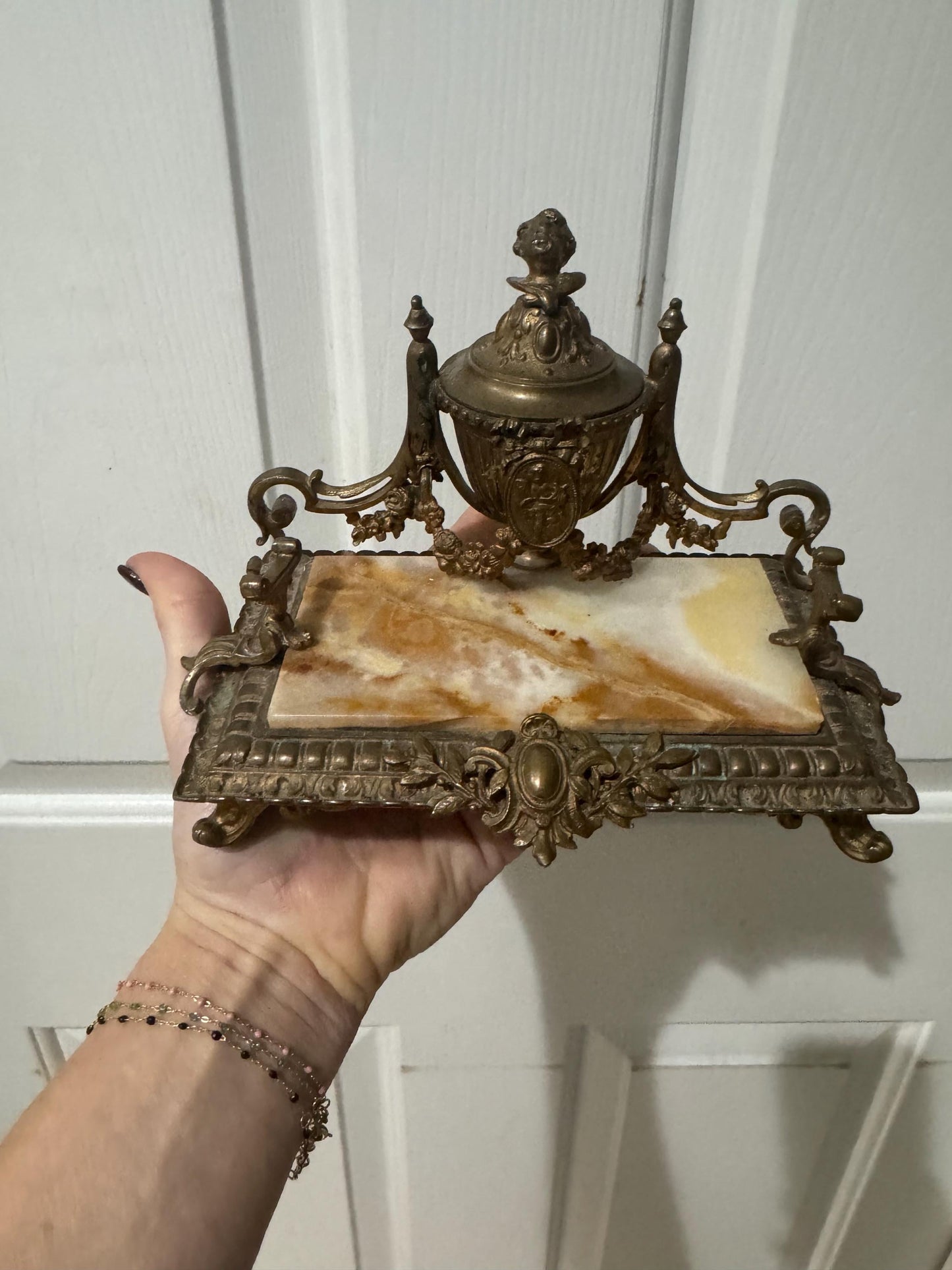 antique French ink stand gilded ormolu