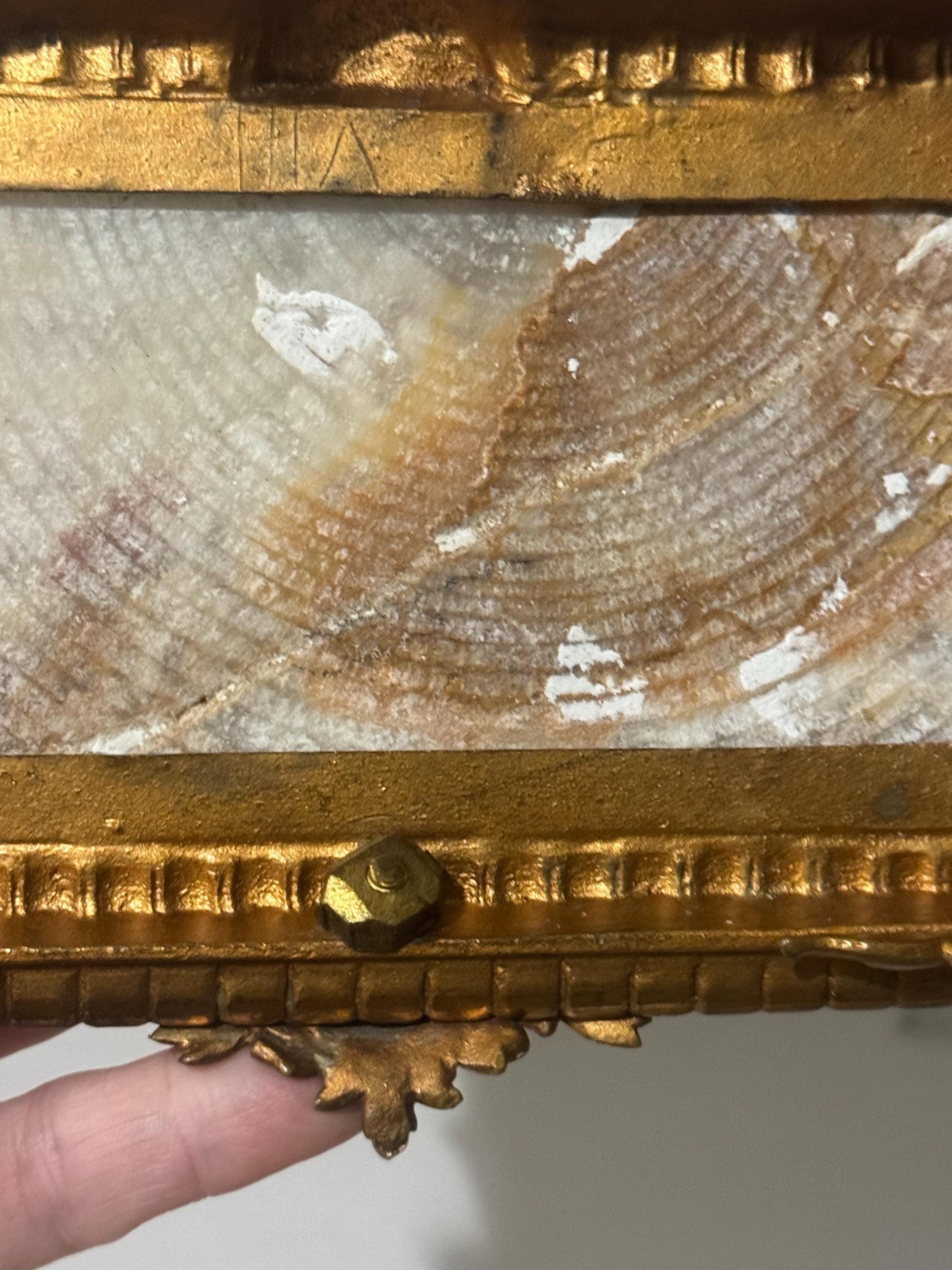 Antique French ink stand Ormolu and onyx Cherub letter holder blotter stand