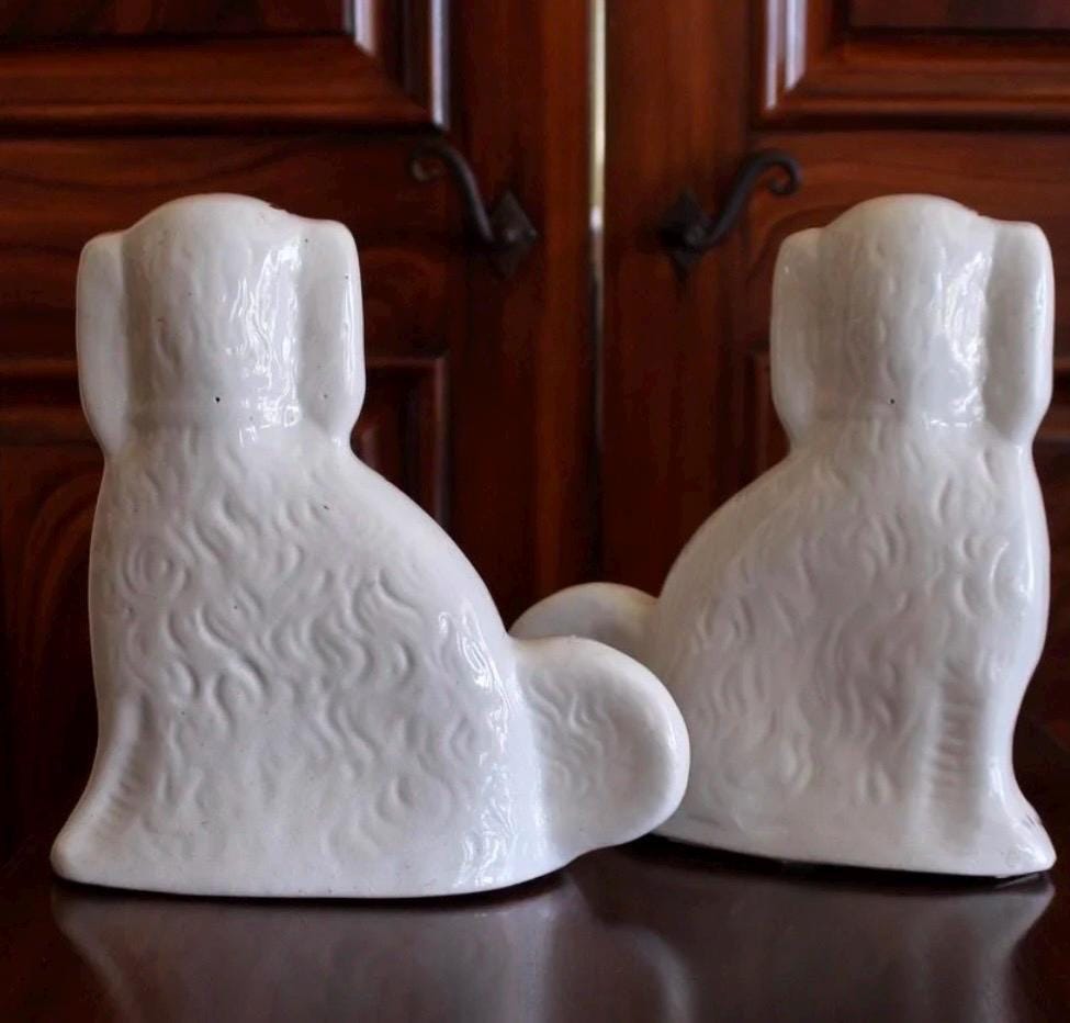 Large Staffordshire Spaniels Mantle Dogs 19th century English Staffy Dogs Luster ware style