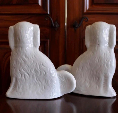 Large Staffordshire Spaniels Mantle Dogs 19th century English Staffy Dogs Luster ware style