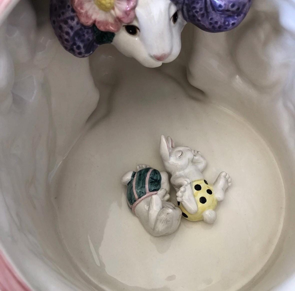 Fitz and Floyd Vintage Rabbit Cookie Jar Bunny Jar Adorable retired collectible