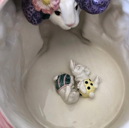 Fitz and Floyd Vintage Rabbit Cookie Jar Bunny Jar Adorable retired collectible