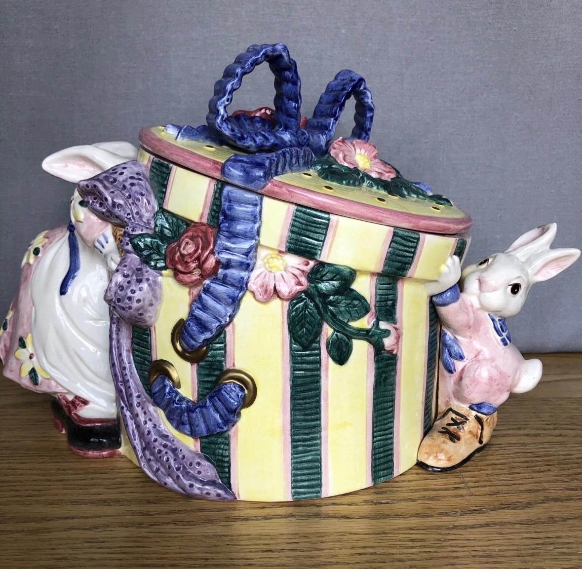 Fitz and Floyd Vintage Rabbit Cookie Jar Bunny Jar Adorable retired collectible