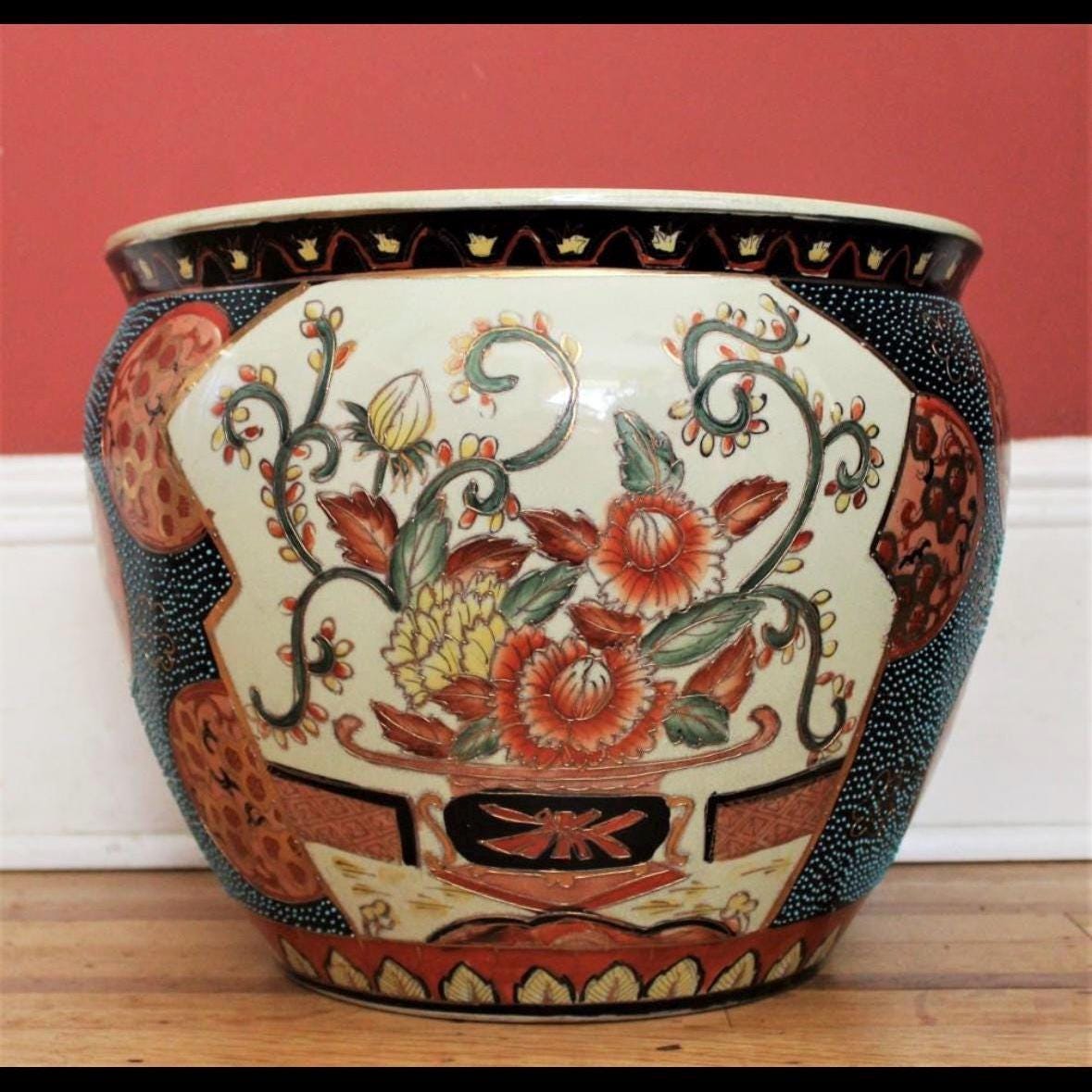 Satsuma Fish Bowl Planter Fish Pot Asian planter beautiful pattern
