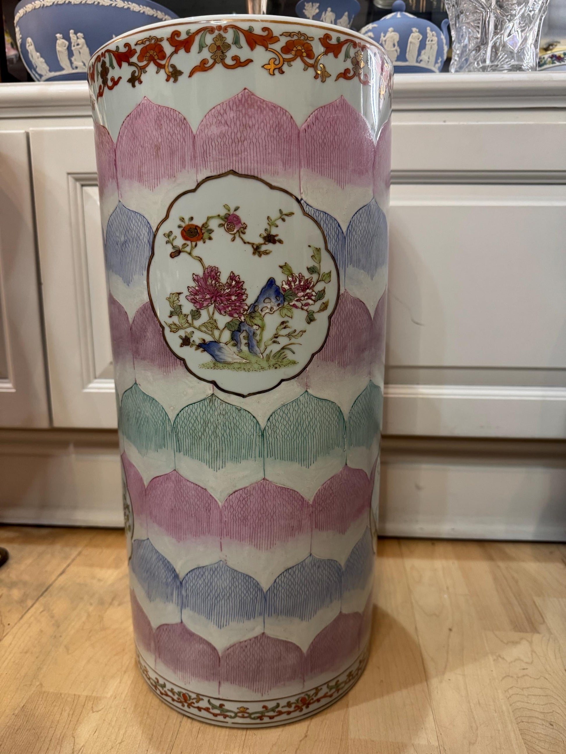 Asian import famille rose umbrella stand