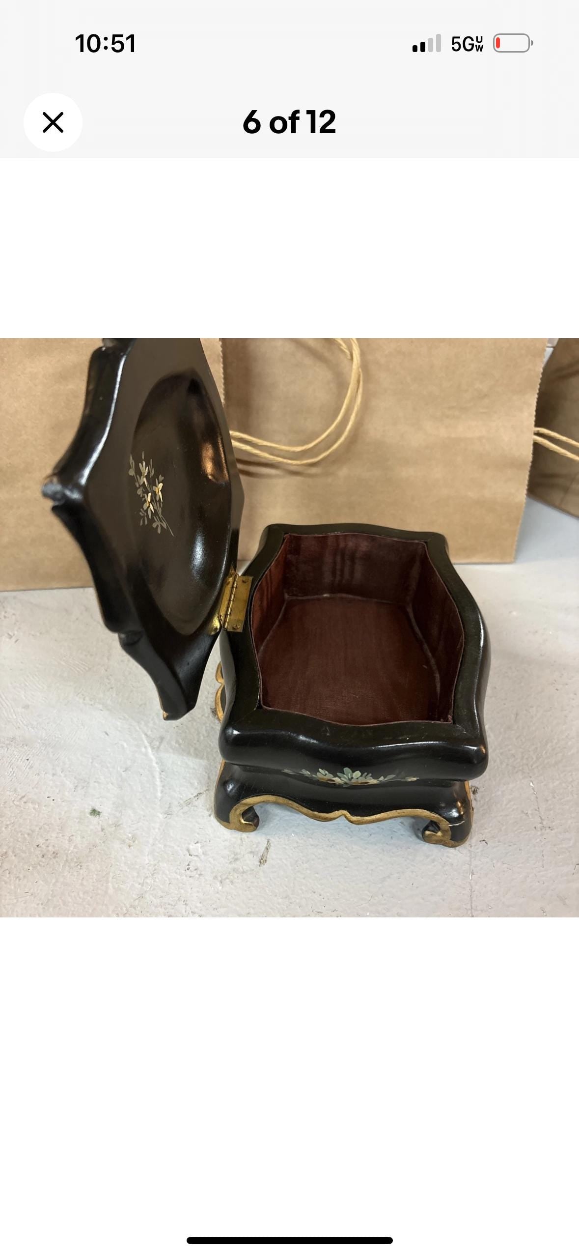 Victorian Hand Painted Wood Box Floral Design Painted antique box lined