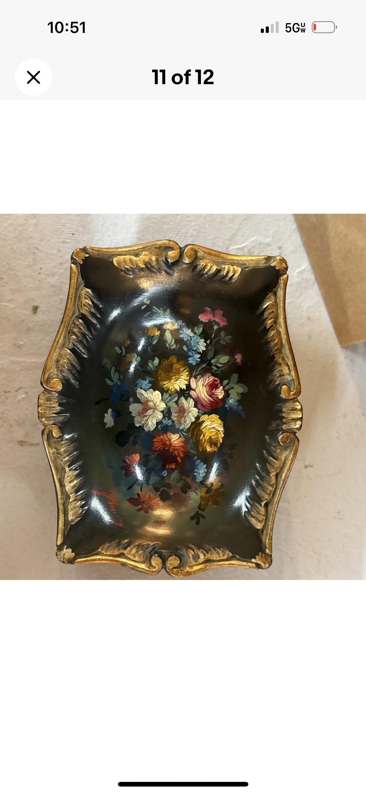 Victorian Hand Painted Wood Box Floral Design Painted antique box lined