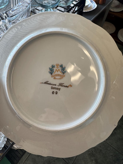 Vintage Meissen Floral Dinner Set Gold edge Germany Dinner plates Salad plates Bread butter