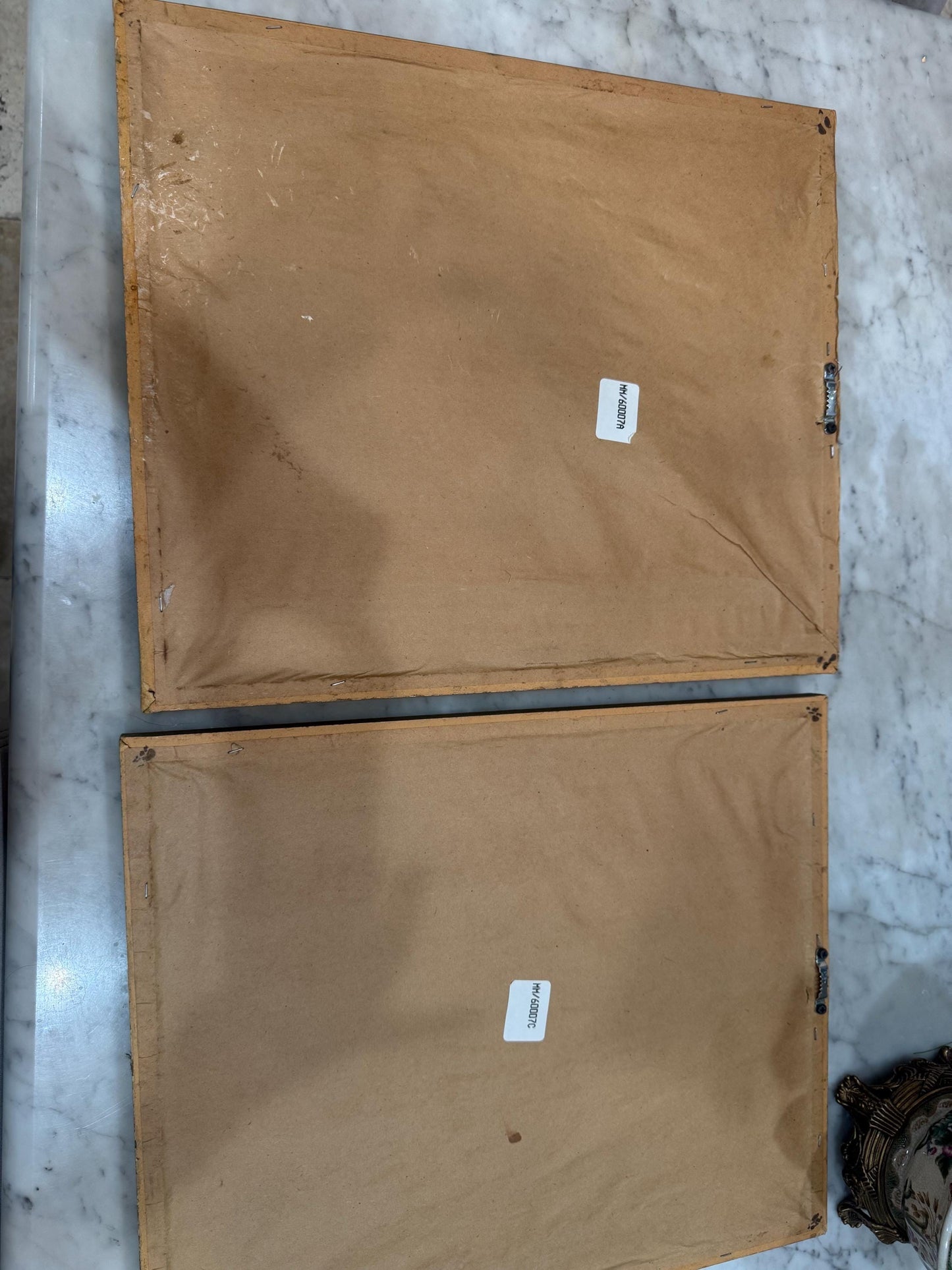 Framed Monkey Prints Vinatge Animal prints witj gold bamboo frames and leopard mats set of 2 monkey prints