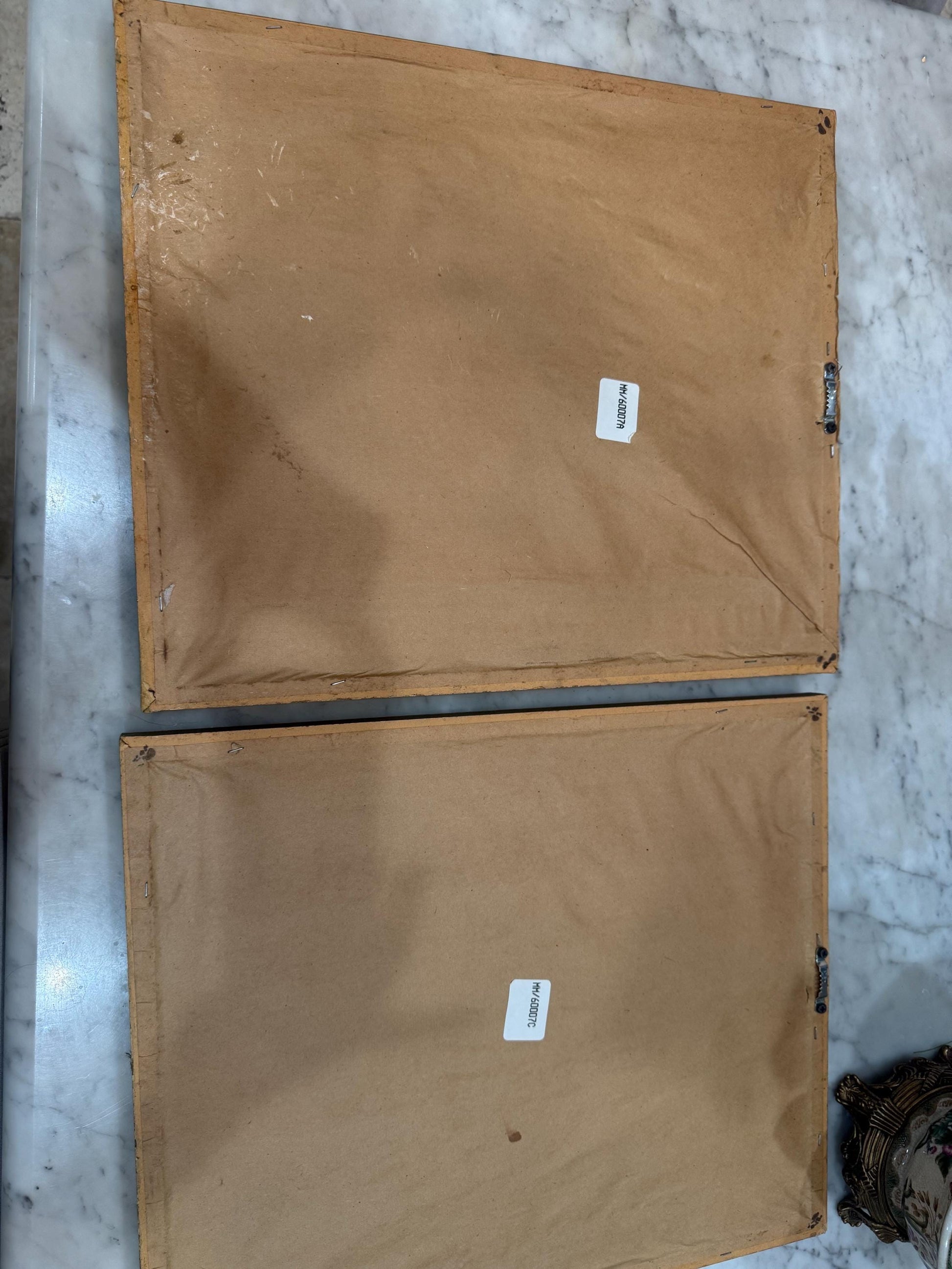 Framed Monkey Prints Vinatge Animal prints witj gold bamboo frames and leopard mats set of 2 monkey prints