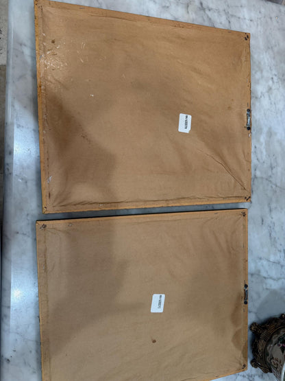 Framed Monkey Prints Vinatge Animal prints witj gold bamboo frames and leopard mats set of 2 monkey prints