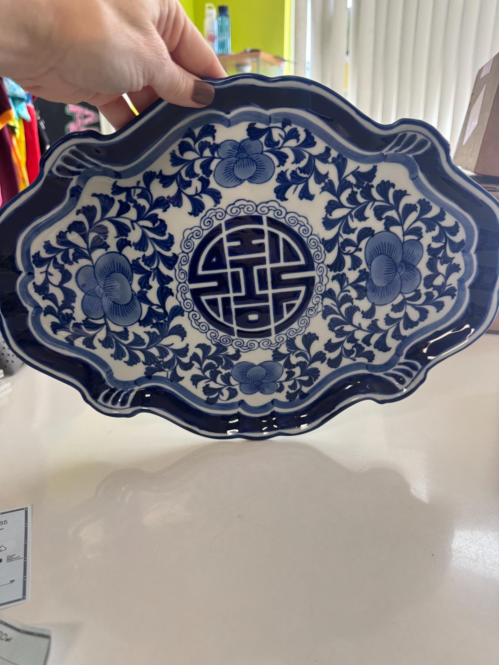 Bombay Company Double Happiness platter Blue white platter