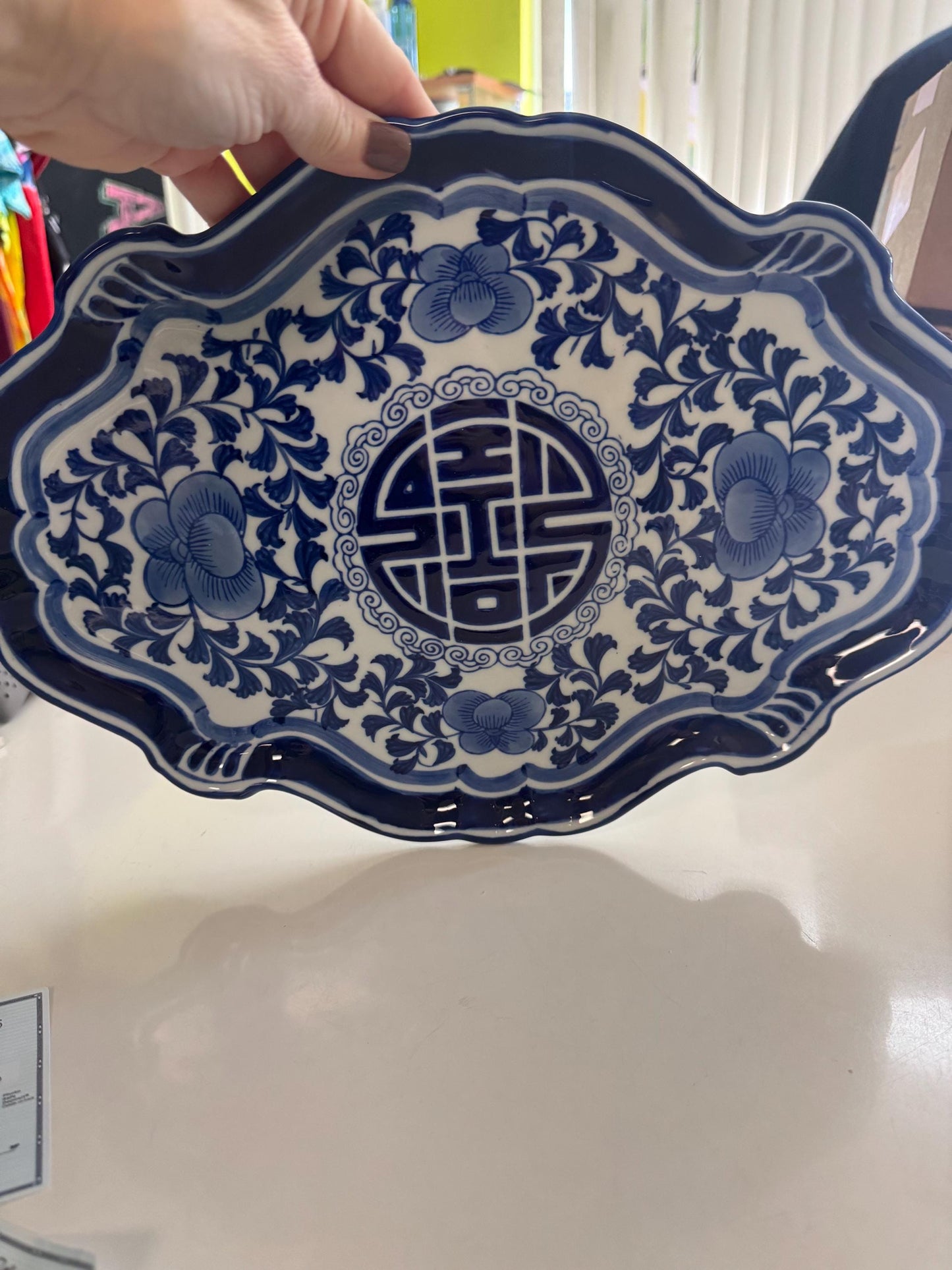 Bombay Company Double Happiness platter Blue white platter