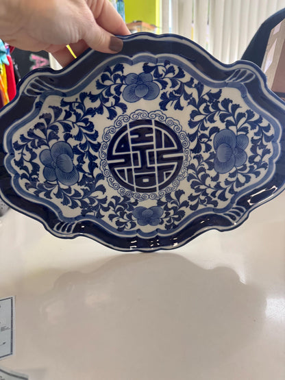 Bombay Company Double Happiness platter Blue white platter