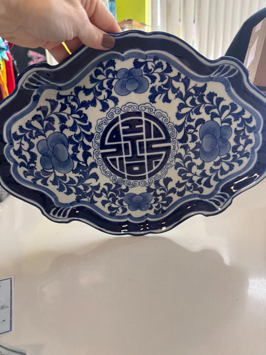 Bombay Company Double Happiness platter Blue white platter