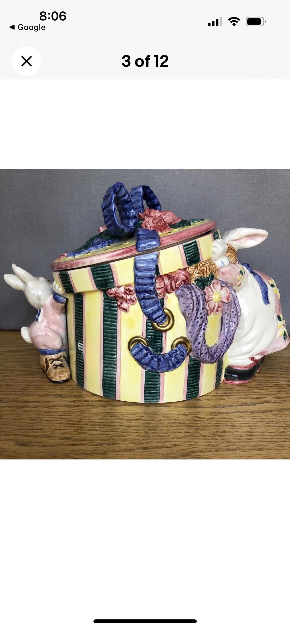 Fitz and Floyd Vintage Rabbit Cookie Jar Bunny Jar Adorable retired collectible