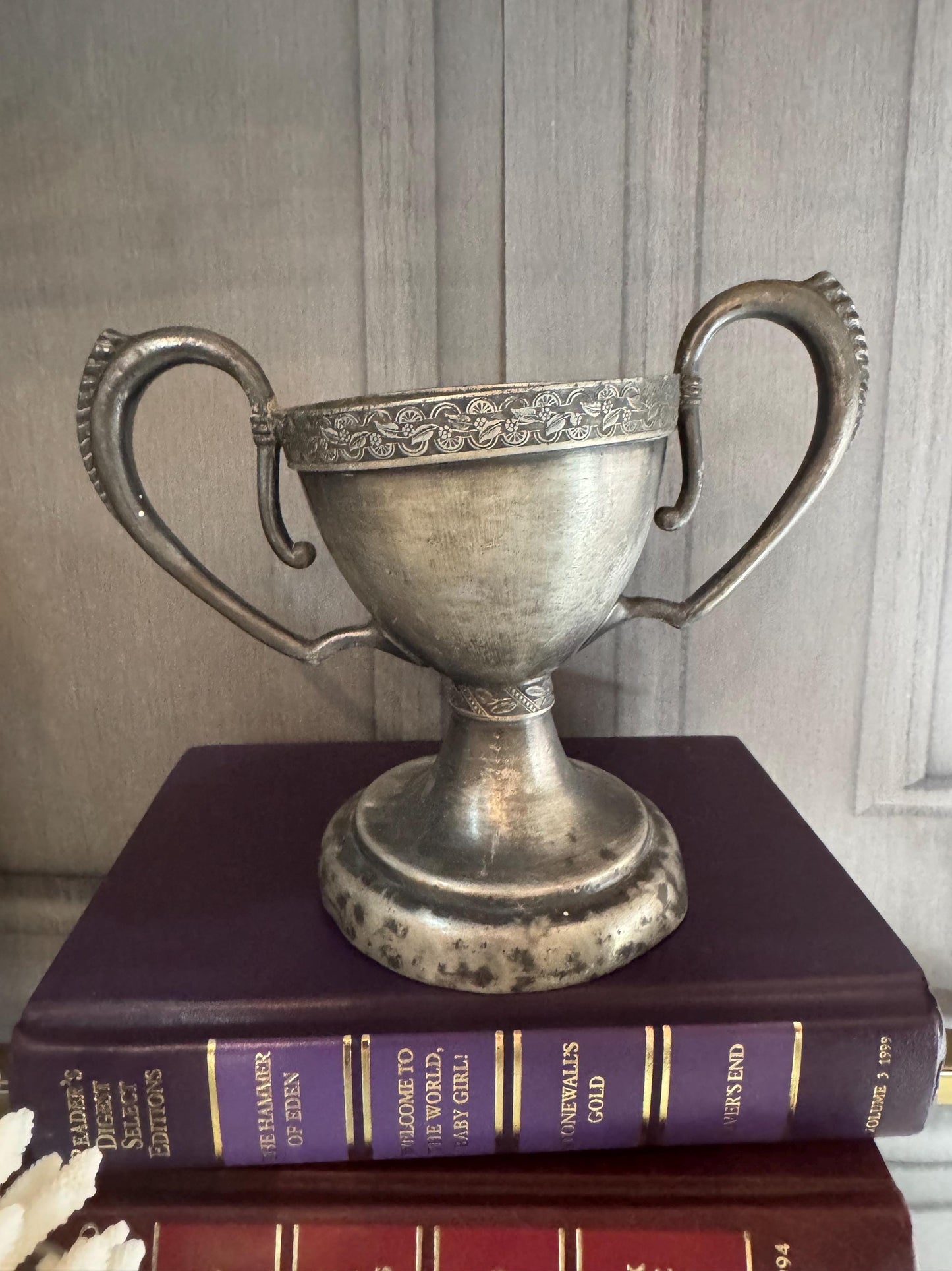 lot of vintage silver plate and pewter trophy cups from England styling pieces