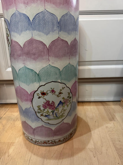 Famille Rose Umbrella Stand Floral Cylinder vase Asian import vase