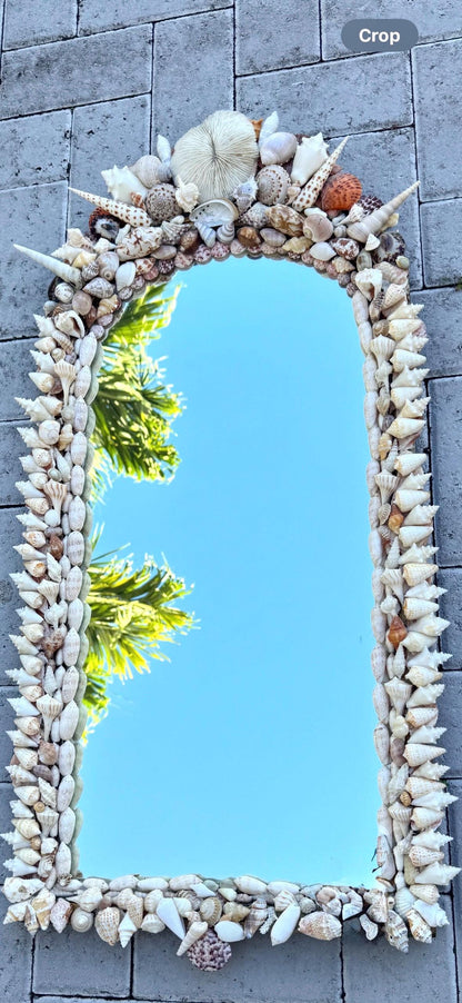 Shell Mirror Vintage Shell wood mirror Beautiful palm beach decor