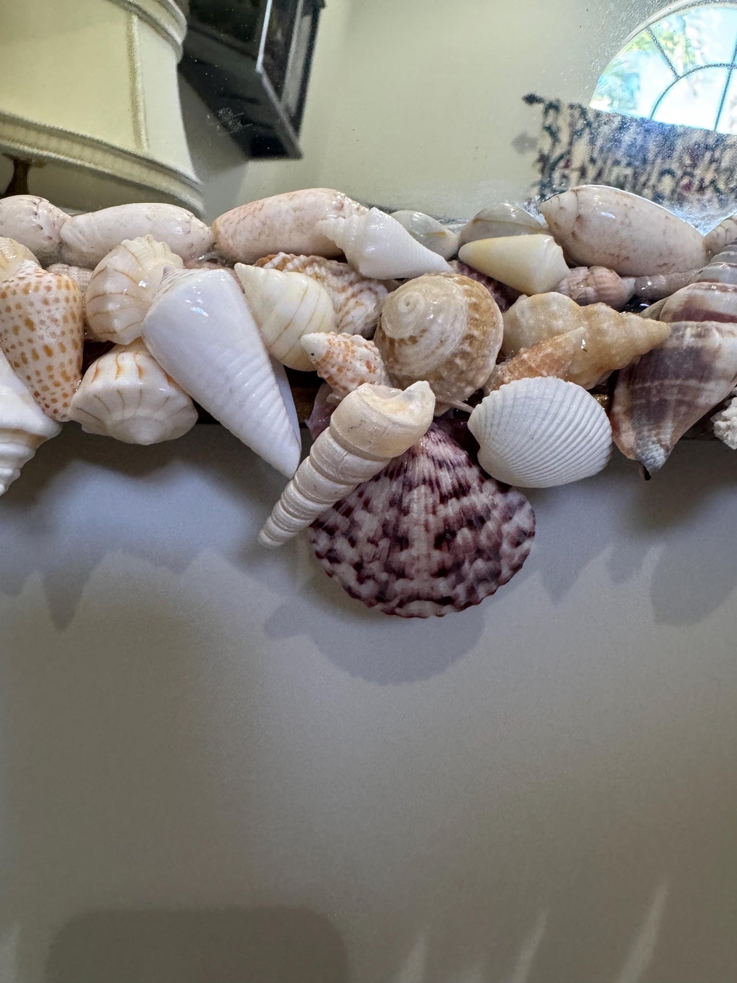 Shell Mirror Vintage Shell wood mirror Beautiful palm beach decor