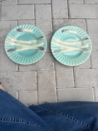 majolica French asparagus plates perfect for a plate wall 8 inches