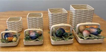 Vintage Kitchen Canister Set Basket Vegetable set of four Fitz and Floyd Canisters