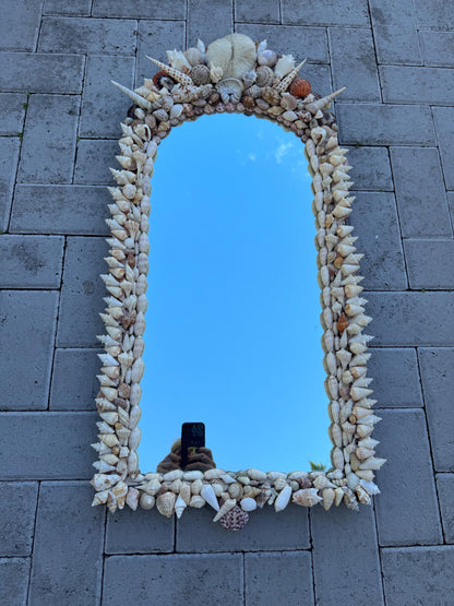 Shell Mirror Vintage Shell wood mirror Beautiful palm beach decor