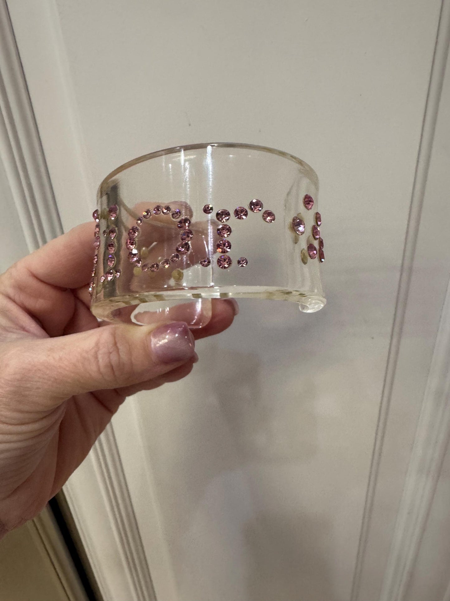Vintage Christian Dior Cuff designed by John Galinano Special pink rhinestone lucite cuff