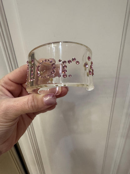 Vintage Christian Dior Cuff designed by John Galinano Special pink rhinestone lucite cuff