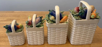 Vintage Kitchen Canister Set Basket Vegetable set of four Fitz and Floyd Canisters