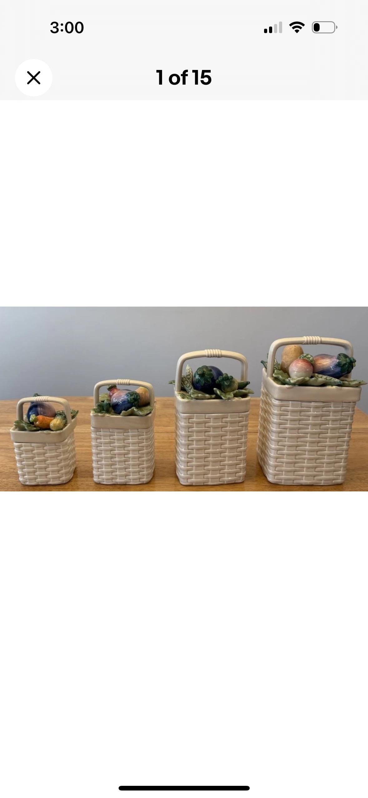 Vintage Kitchen Canister Set Basket Vegetable set of four Fitz and Floyd Canisters
