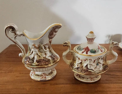 Capodimonte Italian Cups Saucers Antique Teapot Italian creamer made In Italy sugar bowl Espesso Set Amazing Set Rare