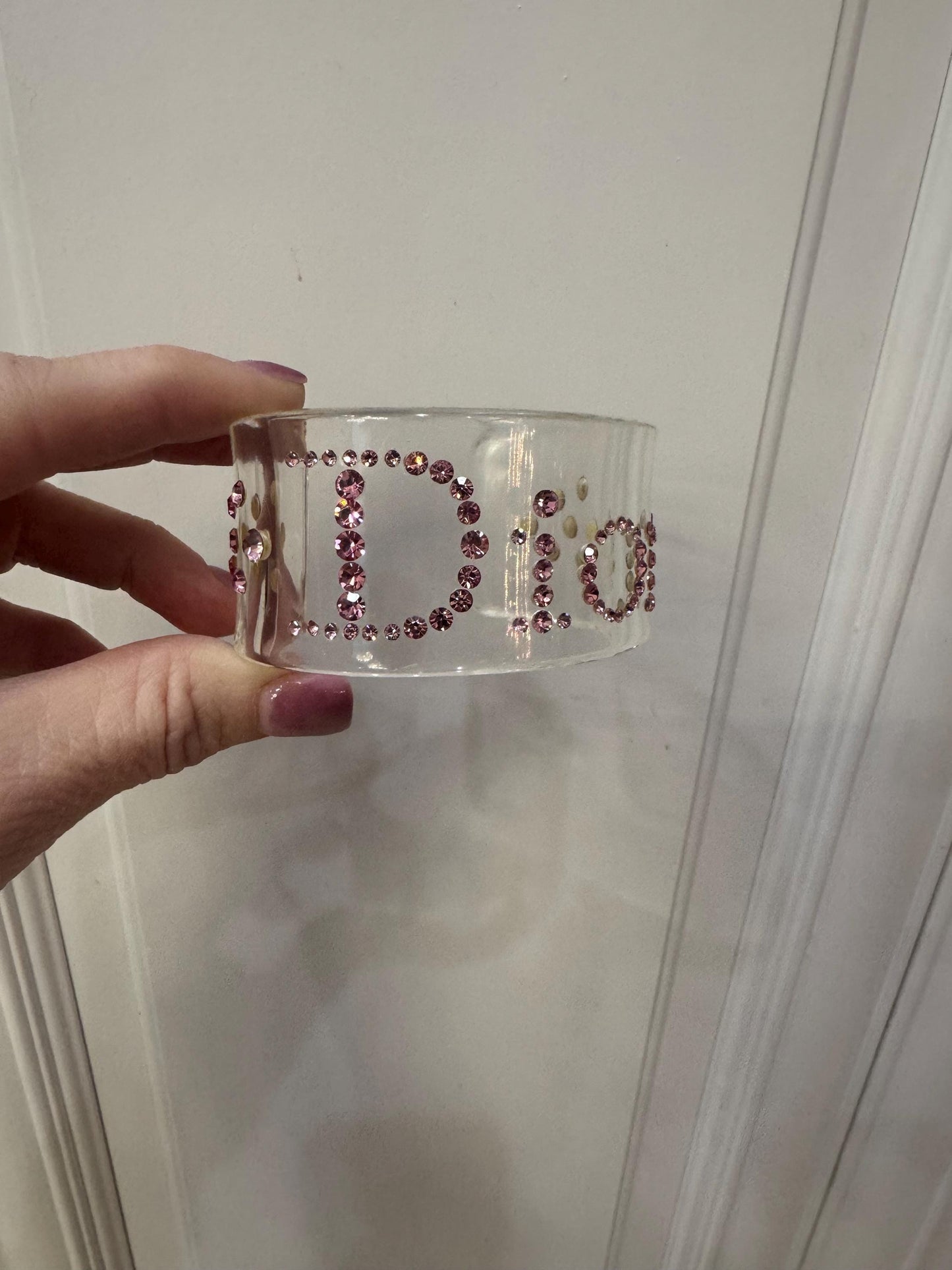 Vintage Christian Dior Cuff designed by John Galinano Special pink rhinestone lucite cuff