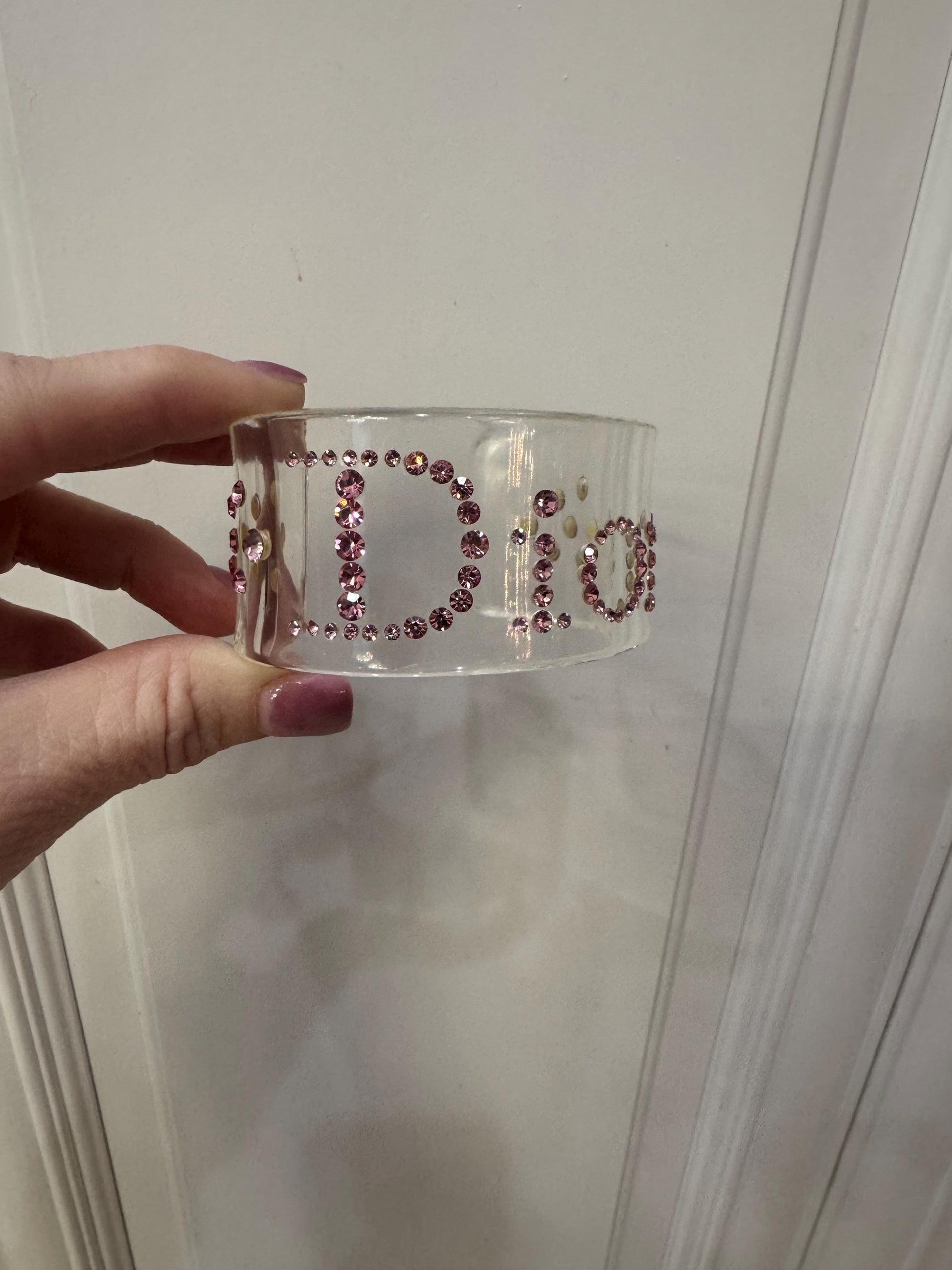 Vintage Christian Dior Cuff designed by John Galinano Special pink rhinestone lucite cuff
