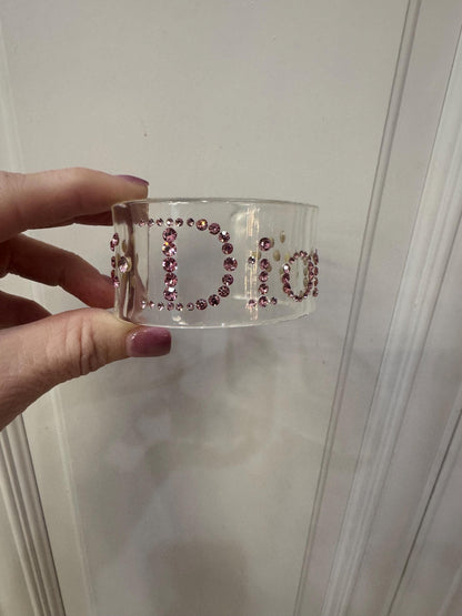 Vintage Christian Dior Cuff designed by John Galinano Special pink rhinestone lucite cuff