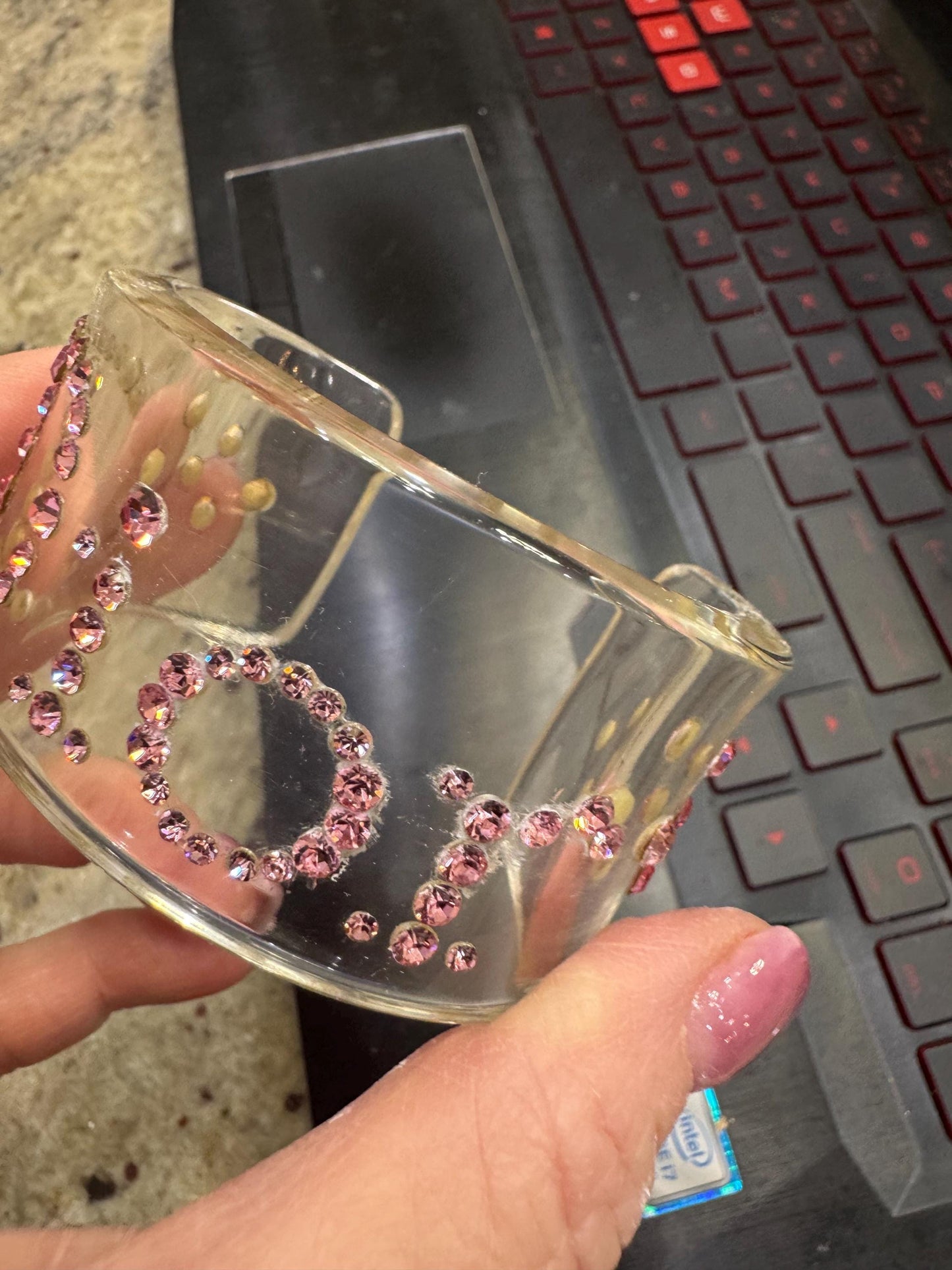 Vintage Christian Dior Cuff designed by John Galinano Special pink rhinestone lucite cuff