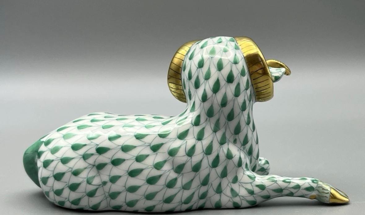 Herend Ram Figurine Collectibe green Herend figurine Herend Retired Ram