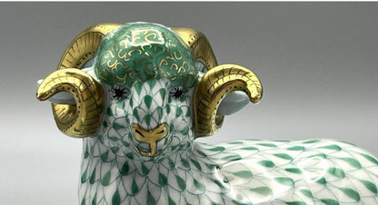 Herend Ram Figurine Collectibe green Herend figurine Herend Retired Ram
