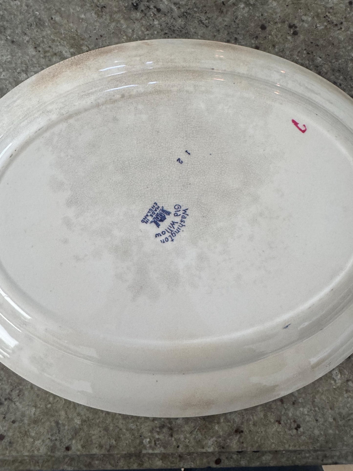 Antique Blue Willow platter Washington Old Willow made in England Blue Willow Platter Transferware