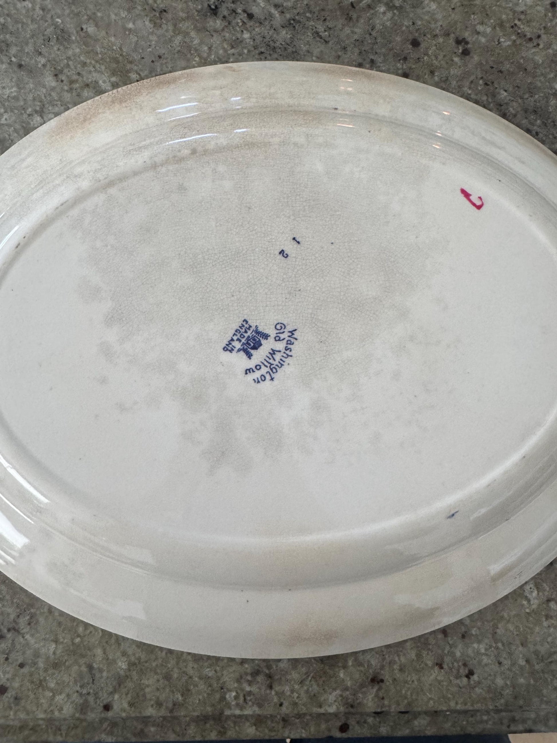 Antique Blue Willow platter Washington Old Willow made in England Blue Willow Platter Transferware