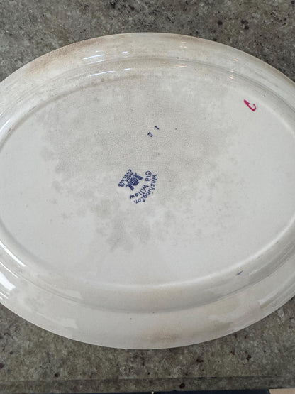 Antique Blue Willow platter Washington Old Willow made in England Blue Willow Platter Transferware