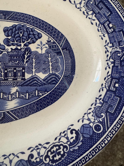 Antique Blue Willow platter Washington Old Willow made in England Blue Willow Platter Transferware